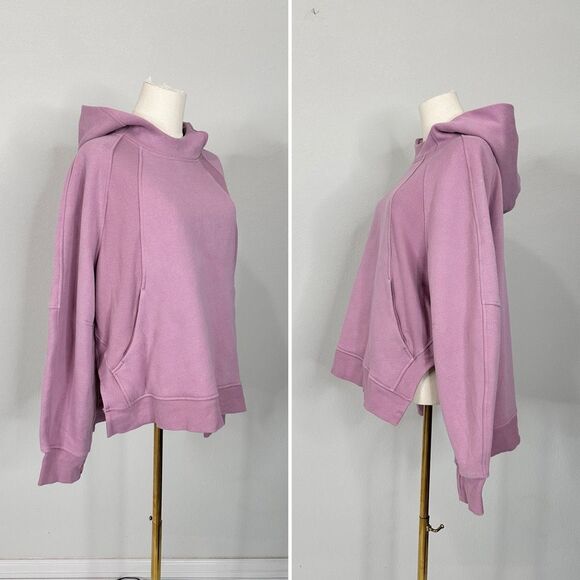 Lululemon Scuba Oversized Funnel Neck Side-Slit Hoodie M/L Athleisure Cozy Mauve - Picture 6 of 16